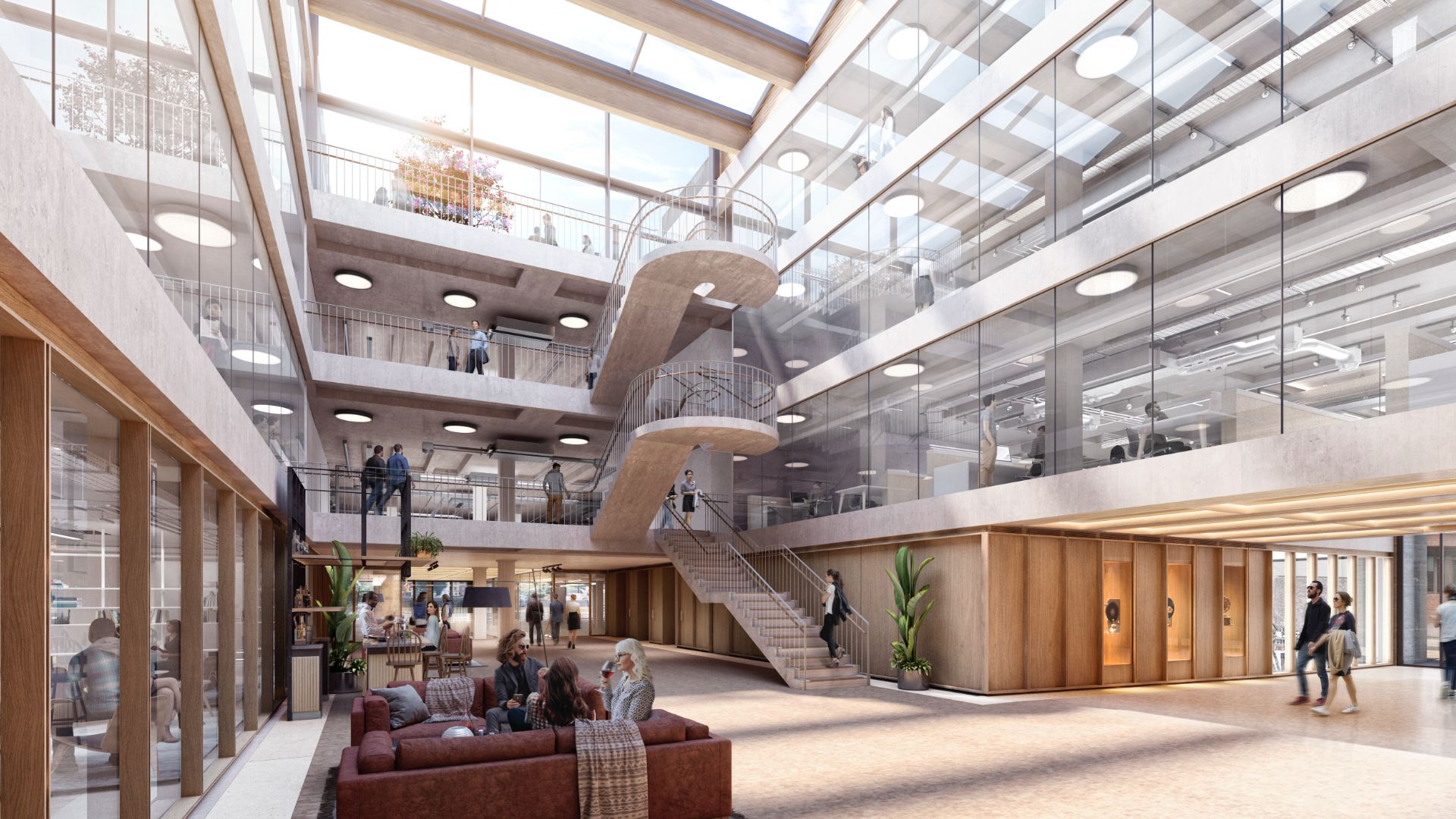 A stunning arrival experience with an extensive reception flooded with natural light via a full height atrium